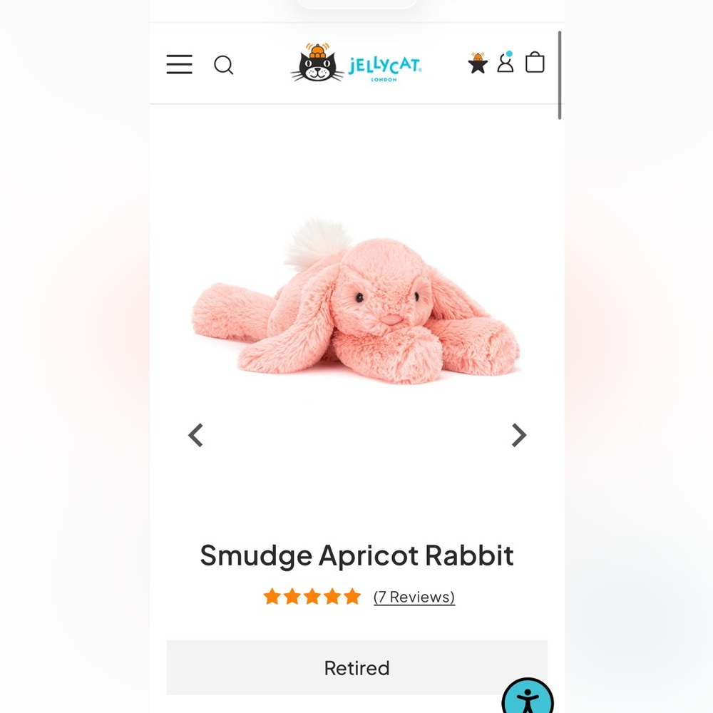 BNWT HTF Retired Jellycat Smudge Apricot Rabbit
